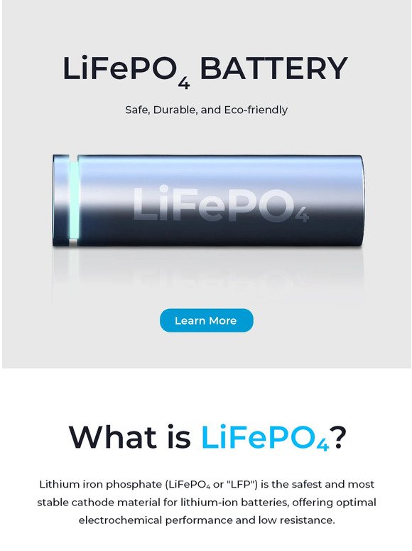 Safe, Durable, and Eco-friendly - LiFePO₄ Battery🔋