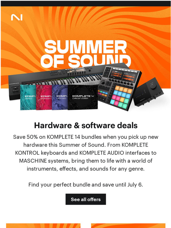 Summer Of Sound 2023, save 50% on Native Instruments plugins