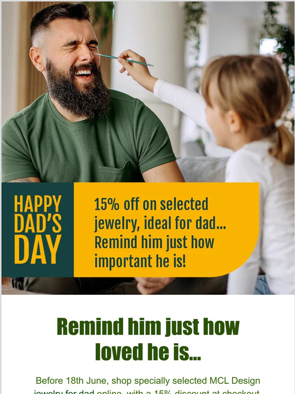Celebrate Father's Day with MCL Design Jewelry at 15% off on selected items