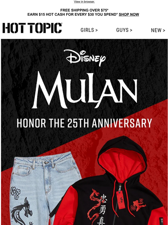 Hot Topic: New styles to honor Mulan's 25th anniversary 🐉 | Milled