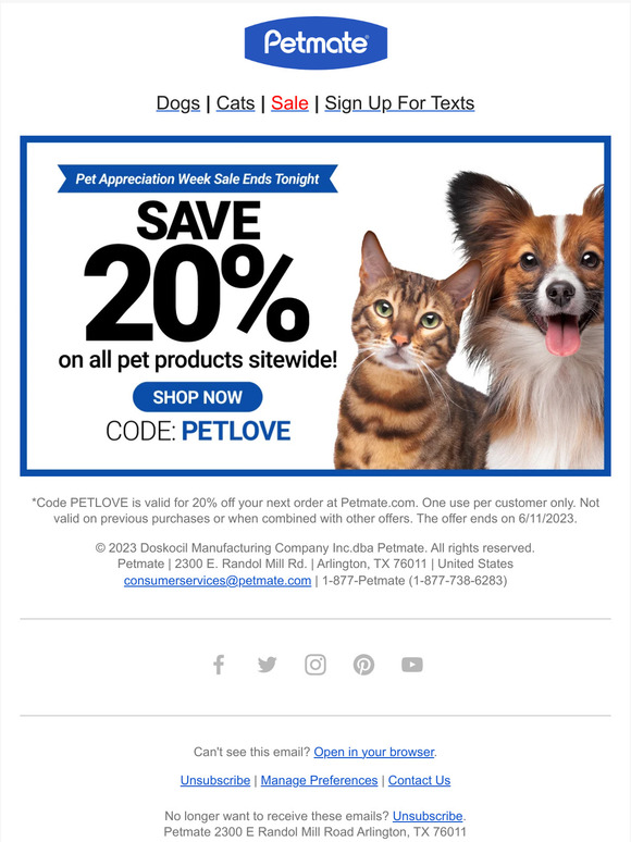 Pet Appreciation Week Sale Ends Tonight! 😺🐶