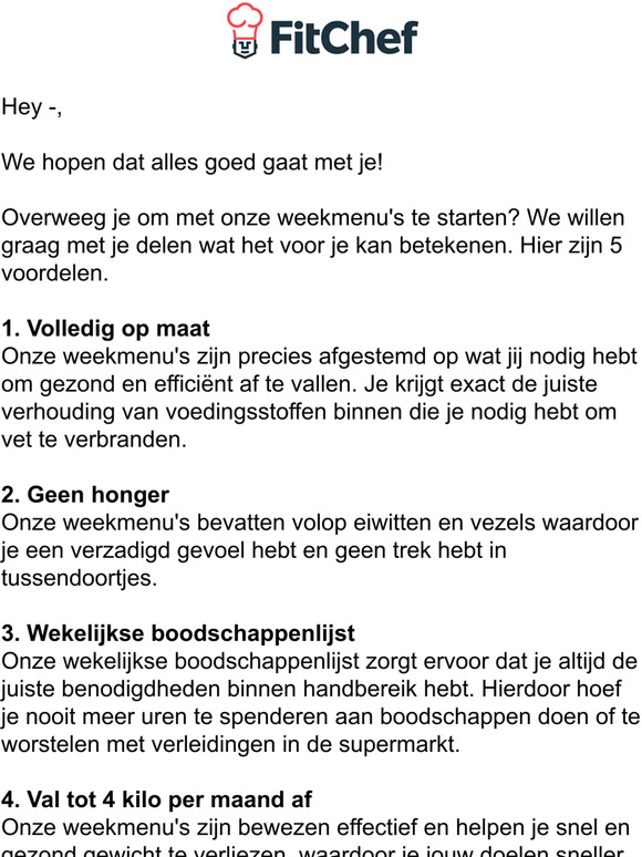 5 voordelen van onze persoonlijke weekmenu's!