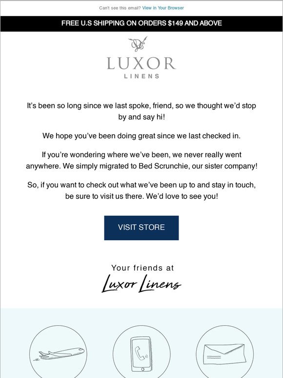 Luxor Linens misses you!