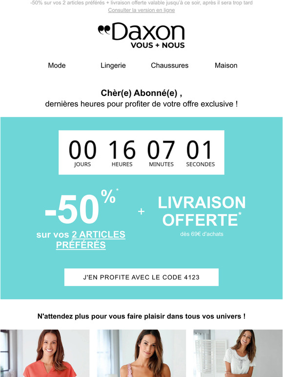 Dernier jour pour profiter de votre offre exclusive abonnée !