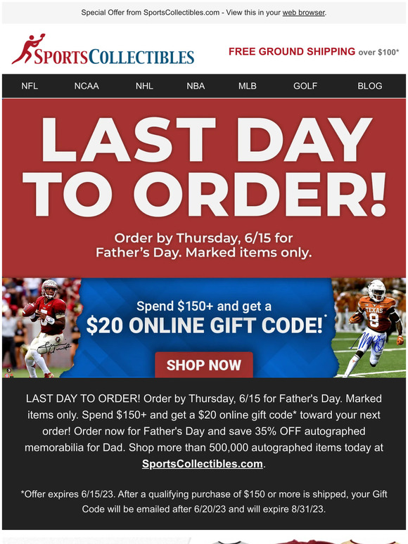 Order Now with $19.99 Shipping for Father's Day