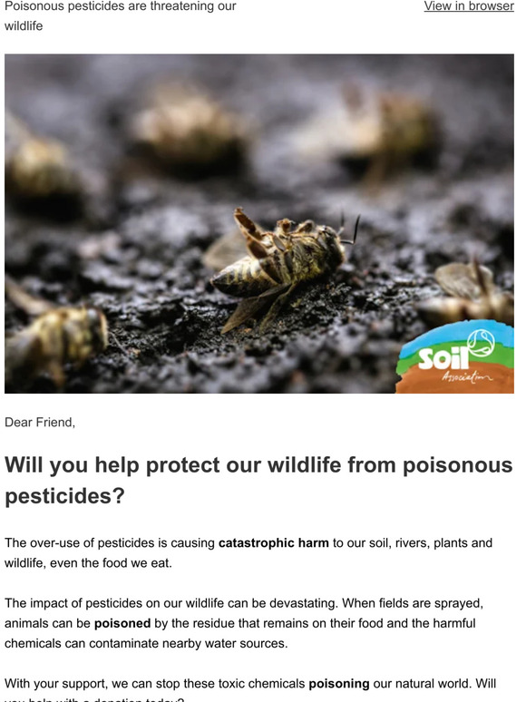 Soil Association Help protect our wildlife from poisonous pesticides