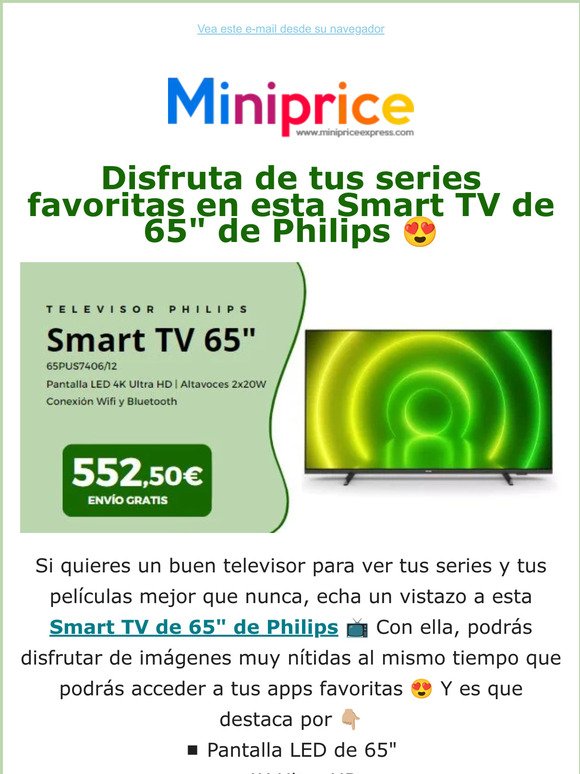 ¡Últimas unidades! Smart TV de 65" de Philips 📺