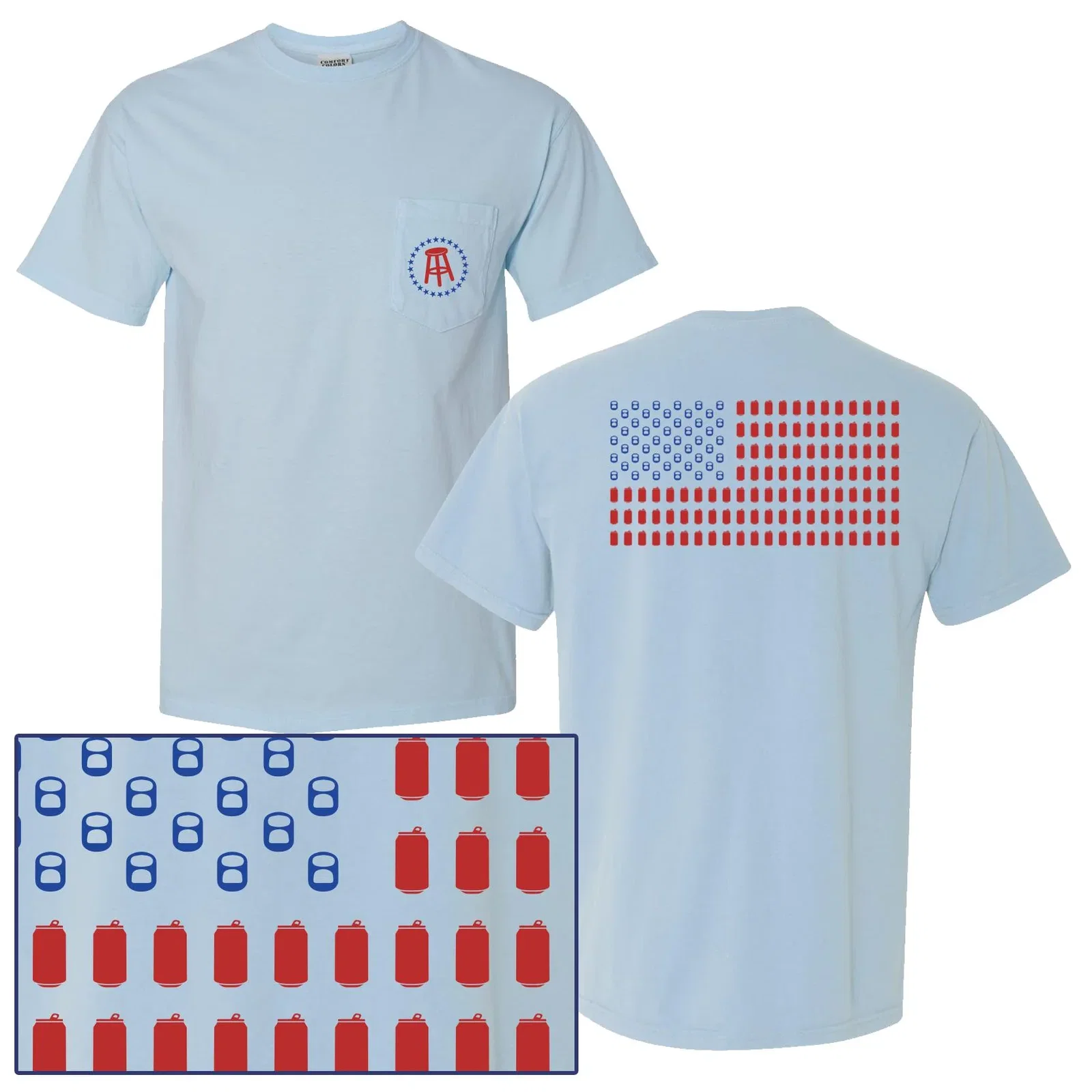 Image of Barstool Can Flag Pocket Tee