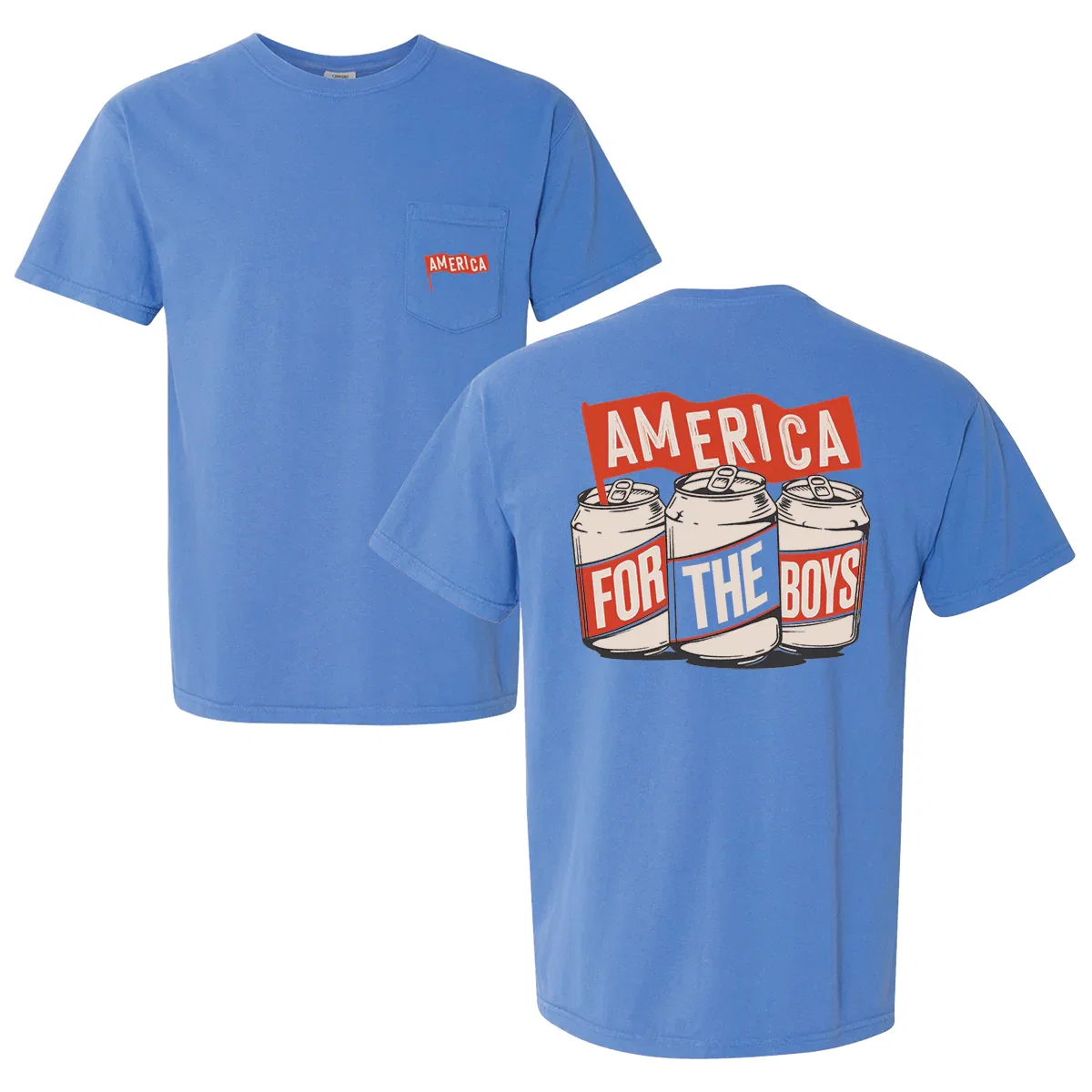 Image of For The Boys Beer Can USA Pocket Tee
