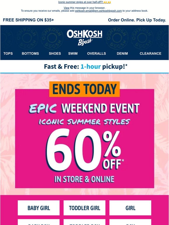 Ends today ✌️ 60% off EPIC WEEKEND EVENT