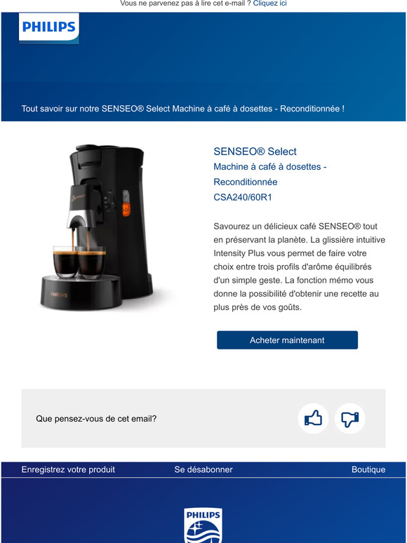 Découvrez notre SENSEO® Select Machine à café à dosettes - Reconditionnée
