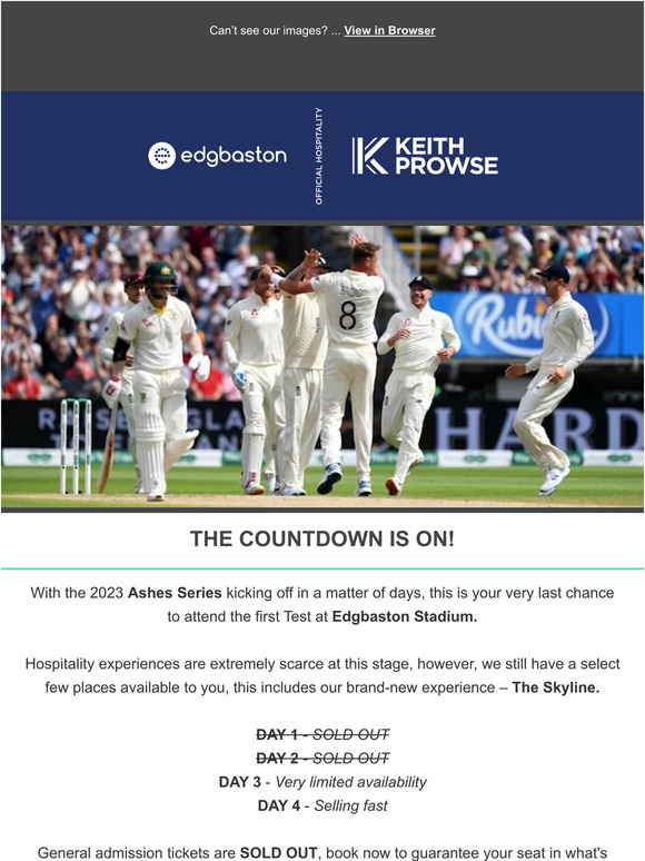 — - your very LAST CHANCE to attend the Ashes 🍻🏏