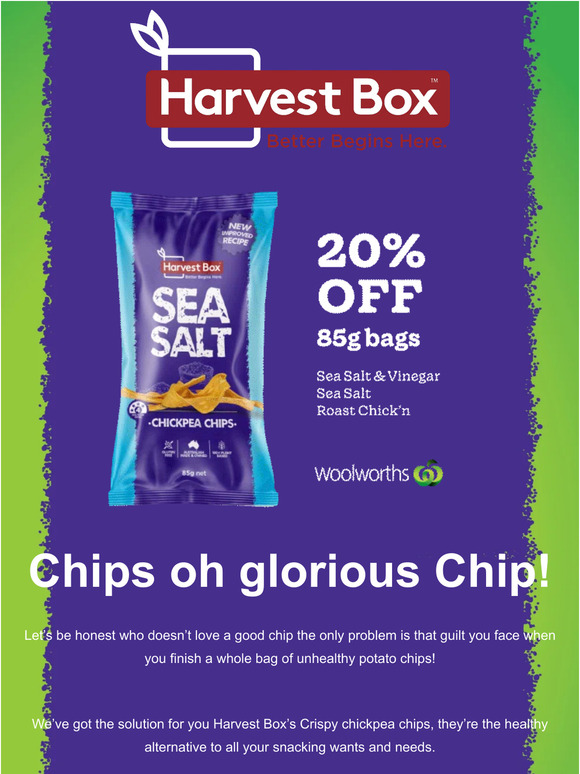 20% off 85g bags at Woolworths