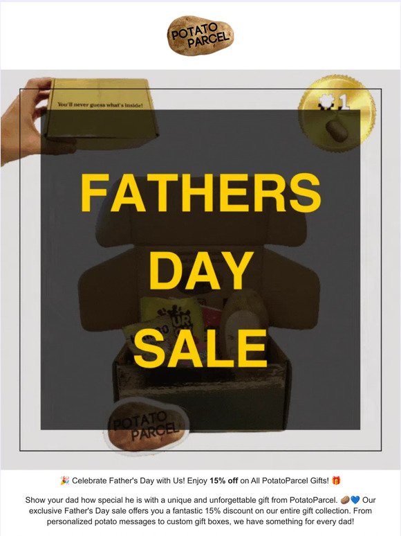 Celebrate Father's Day with 15% off at PotatoParcel! 🎉