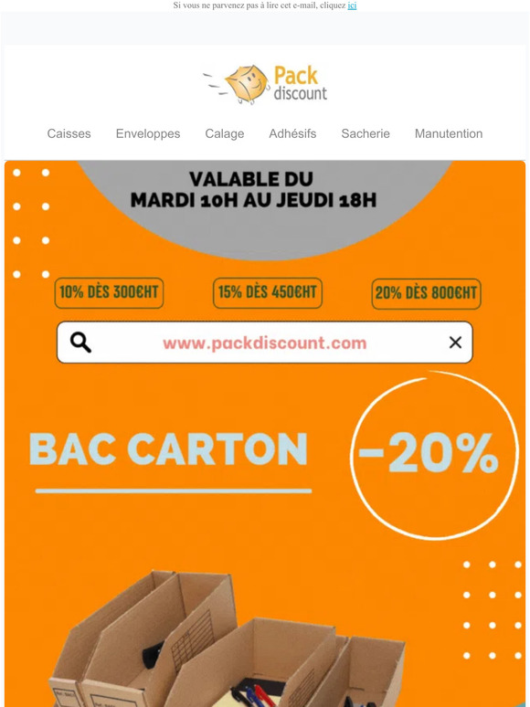 🛒 PROMOS sur les bacs à bec carton !