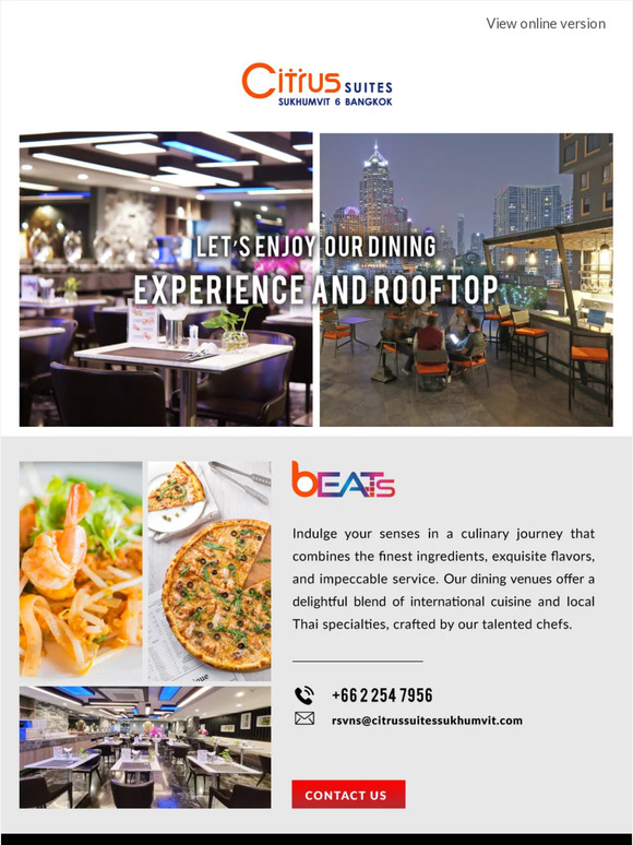 Indulge the Finest Flavors and Rooftop Experience at Citrus Suites Sukhumvit 6!