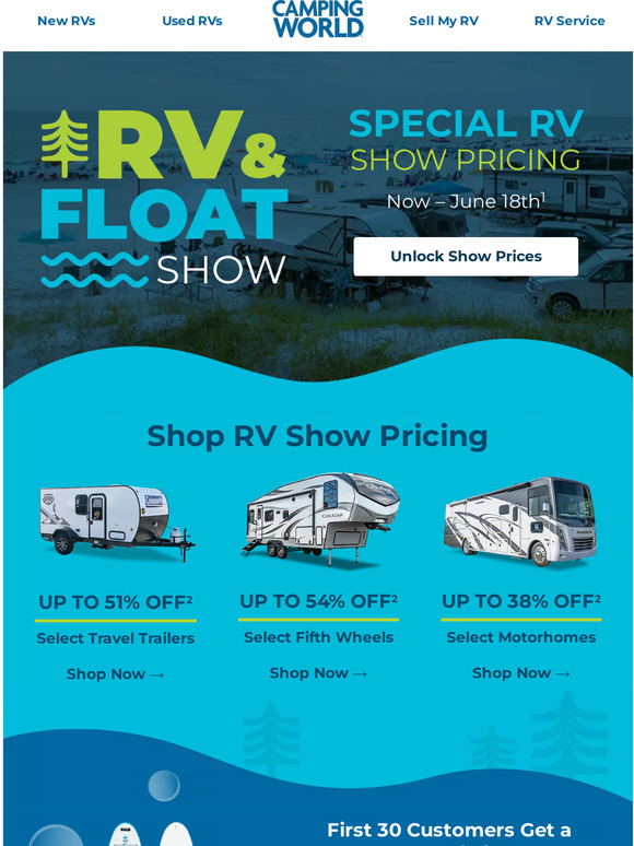 Camping World Special RV Show Pricing during the RV & Float Show Milled