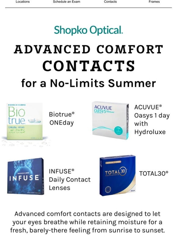 Busy Summer? Discover the Freedom of Advanced Comfort Contacts