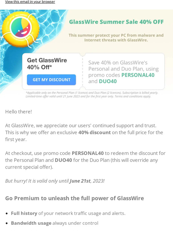 GlassWire™ - 40% off for 1 year!
