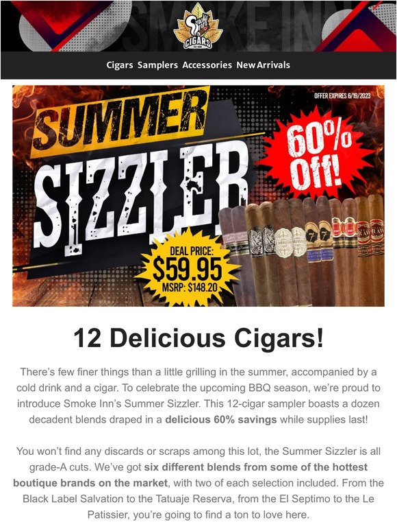 12 Cigars - 60% Off - Smoke Inn's Summer Sizzler