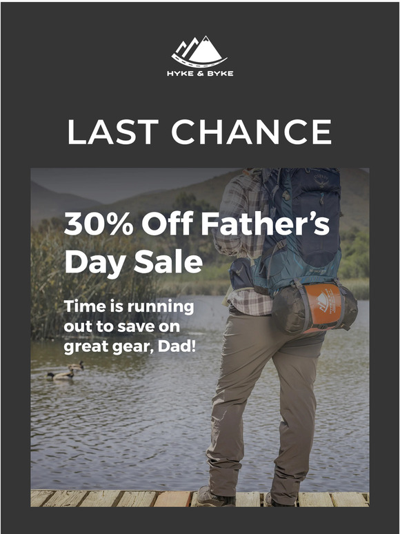 ⏰Last Chance: 30% Off Father's Day Gear 🏕️