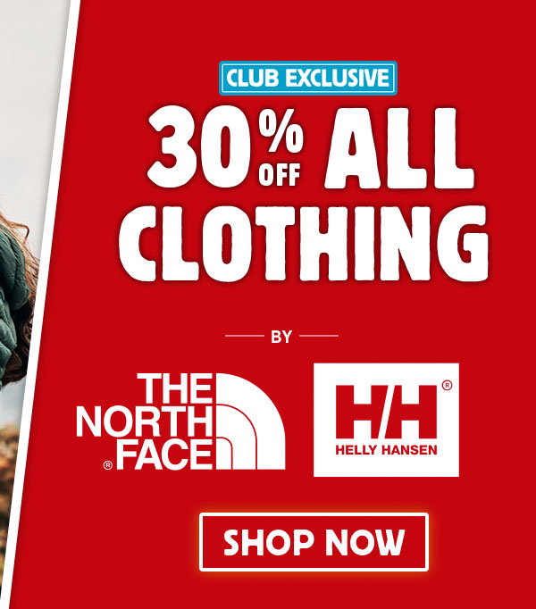 30% Off All Clothing by The North Face, Helly Hansen