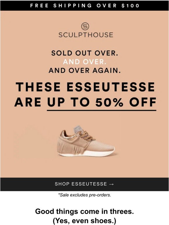 You heard right! Up to 50% off BEST-selling Esseutesse 👟