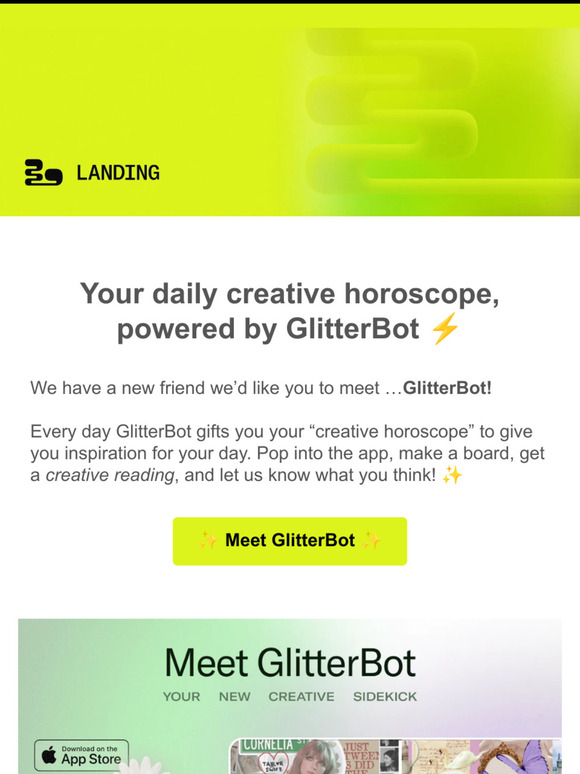 Meet GlitterBot, your new creative sidekick ✨