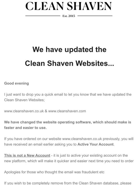Clean Shaven Websites have been updated!