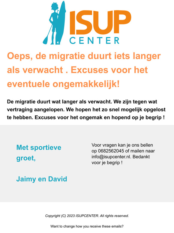 OEPS, DE MIGRATIE DUURT LANGER ALS VERWACHT