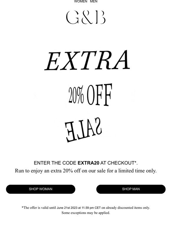 Extra 20% OFF Sale