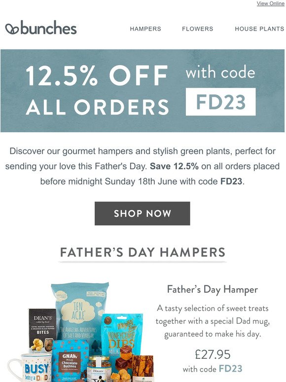 Shop our father's Day gifts and save 12.5% with code FD23