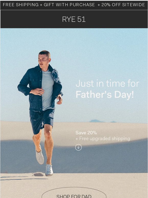 FREE SHIPPING for Father's Day + 20% OFF