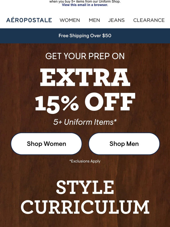 Aeropostale Uniforms On Sale  15% Off + Free Shipping Deal!