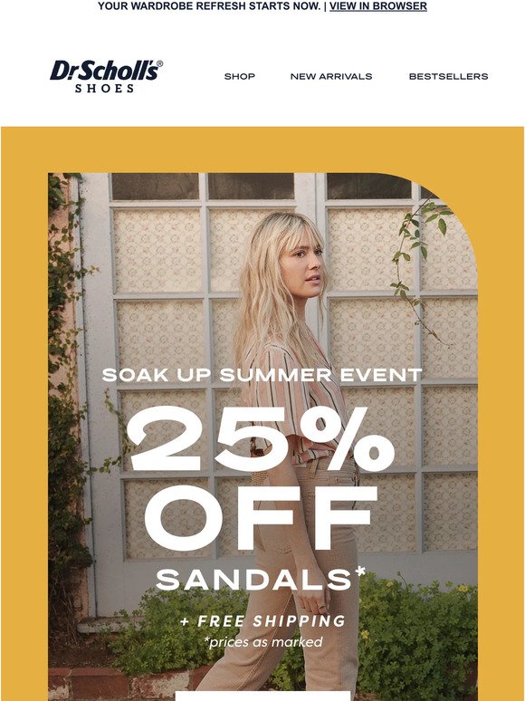 25% off sunny sandals + free shipping? YES. 🌞