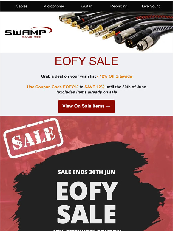 EOFY Sale 🚨 12% Sitewide Coupon 🎸🎙️🎧🎹