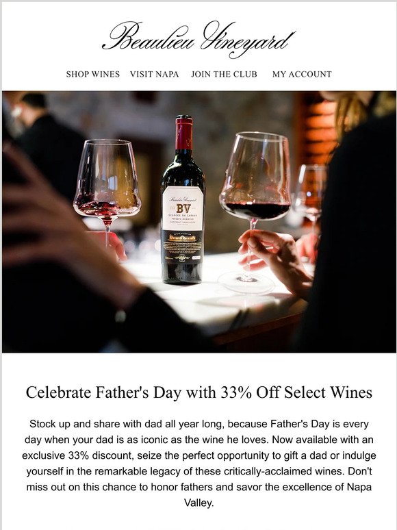 Celebrate Father's Day with 33% Off Napa Valley's Finest Cabernet Sauvignon