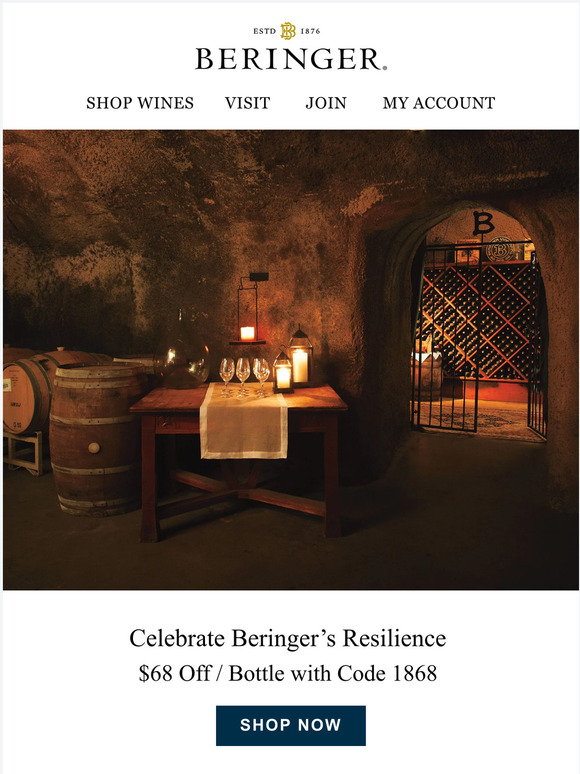 Celebrate Beringer's Resilience with $68 Off / Bottle