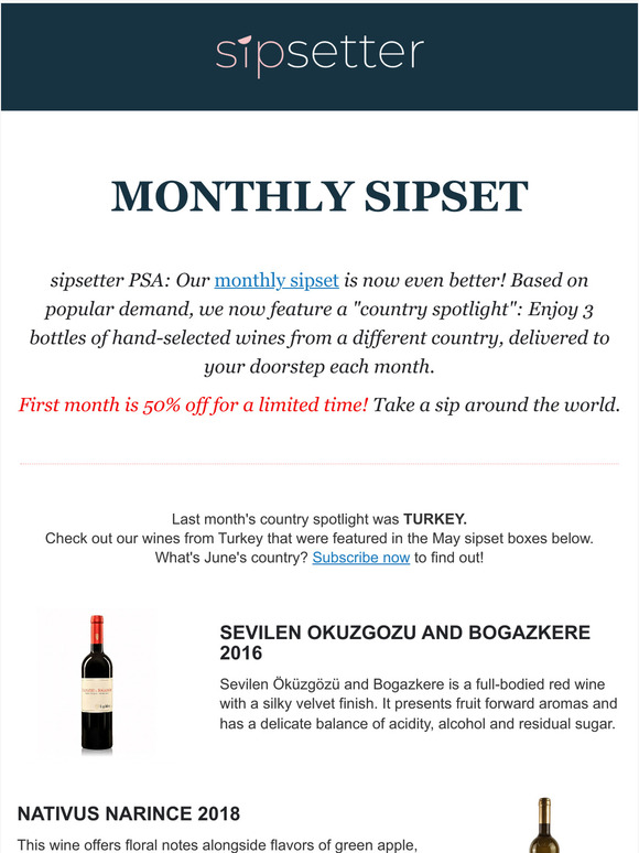NEW sipset monthly wine box! Take a sip around the world