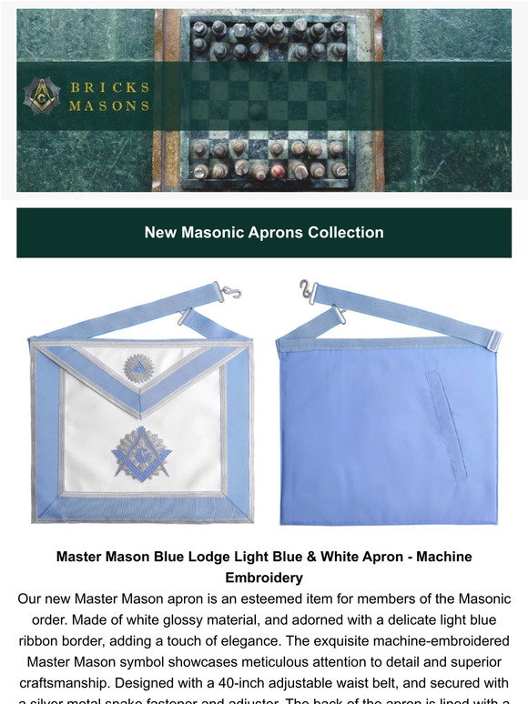 Master Mason Blue Lodge Chess Set - Hand Workmanship Patterns