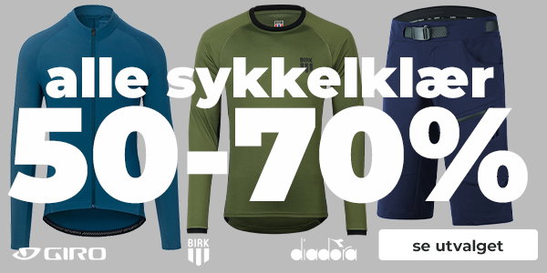 50-70% på sykkelklær