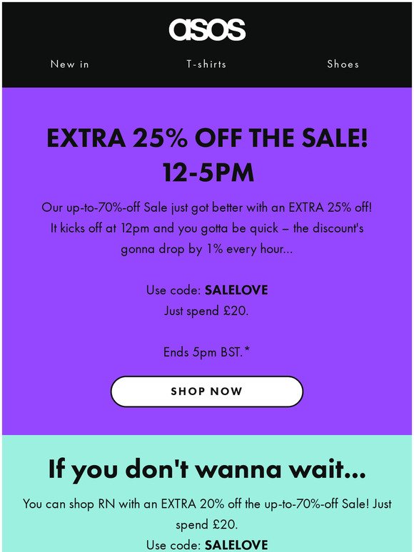 Extra 25% off the Sale! 12-5pm! 🚨