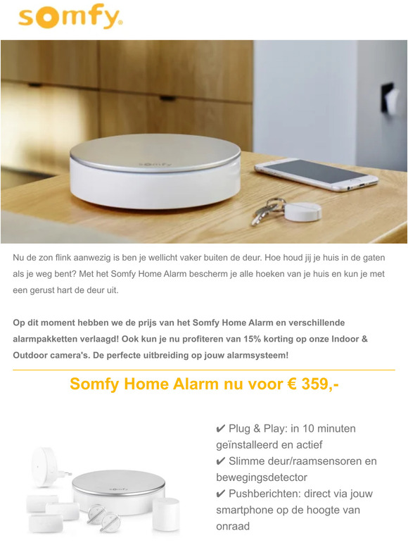 Zonnige prijzen op onze Home Alarm paketten en 15% korting op onze cameras