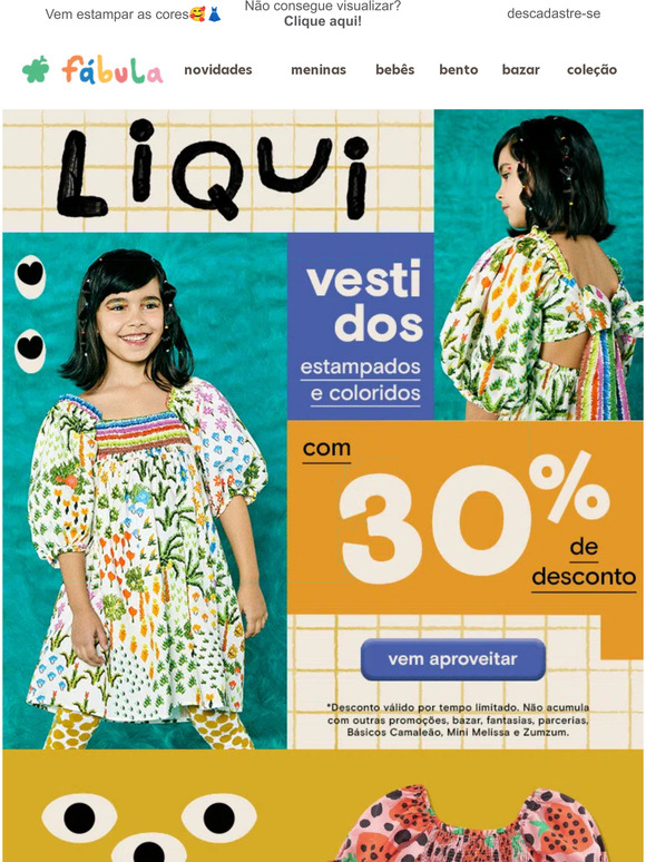 Vestidinhos coloridos com 30%