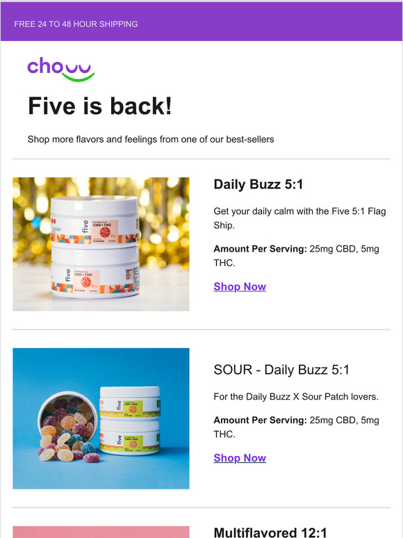 Five gummies are back 🍇🍋
