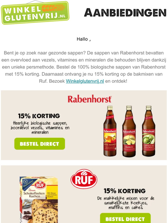 Nieuwe aanbiedingen bij Winkelglutenvrij.nl!
