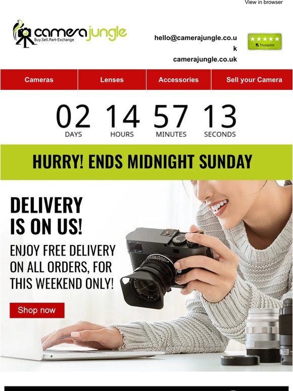 Don't miss out on free delivery for all orders at Camera Jungle