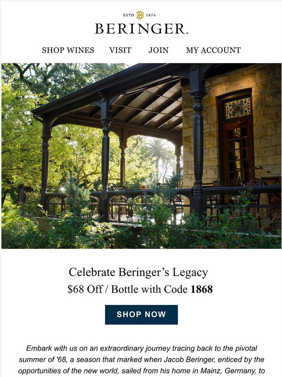 The Birth of Wine Tourism - Experience Beringer's Trailblazing Journey with $68 Off
