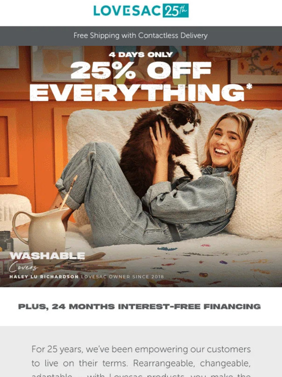 LoveSac The Sale You’ve Been Waiting For! 25 Off EVERYTHING! Milled