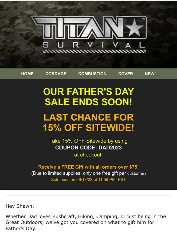 🔥 REMINDER - OUR FATHER'S DAY SALE ENDS SOON!